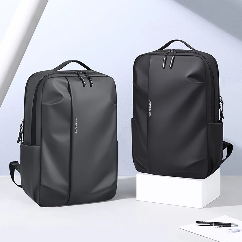 GOLF QUALITY Large Capacity 15.6 Inch Laptop Backpack Men's Waterproof Business Travel Bag Solid Color Dual Shoulder Bag