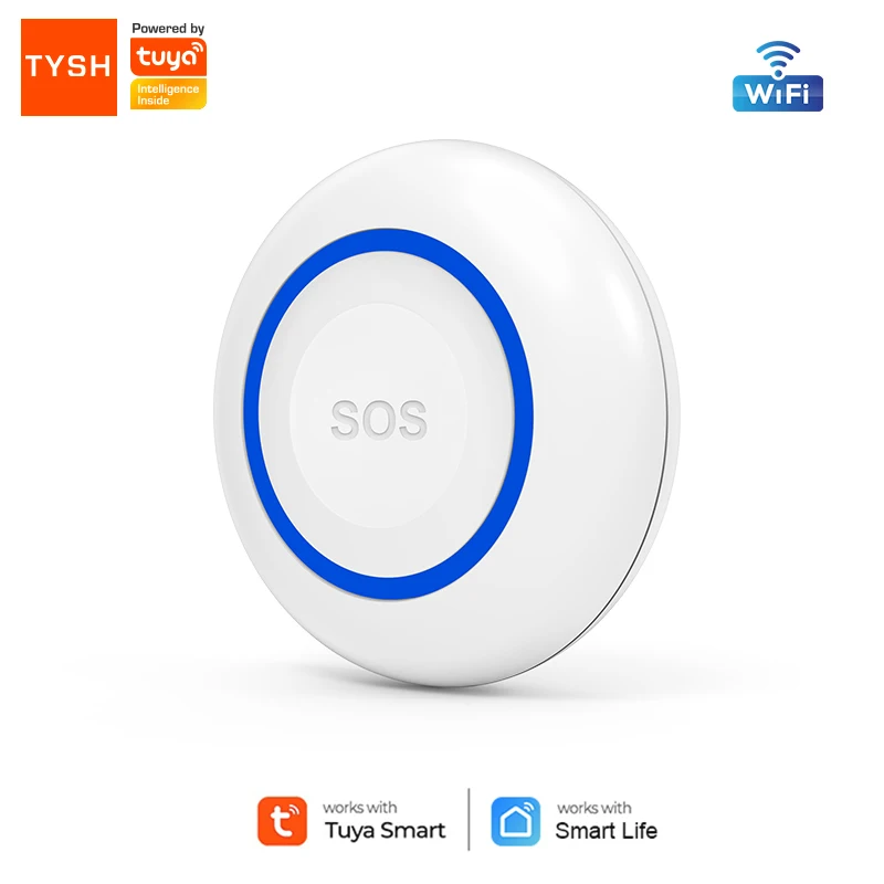 TYSH Tuya Wifi Sos Smart Wireless Sensor Alarm Waterproof Emergency Help Sos Emergency Button Emergency Personal Alarm Sensor