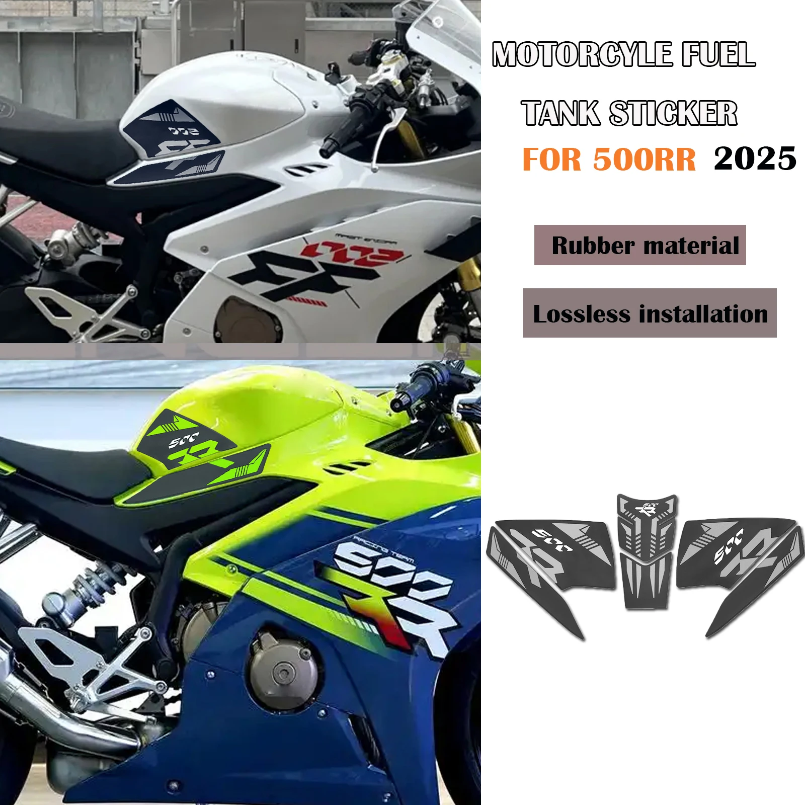 

For ZXJC 500RR 2025 Motorcycle Fuel Tank Pad Sticker Knee Pad Grip Protection Decal Waterproof Fuel Tank Traction Pad