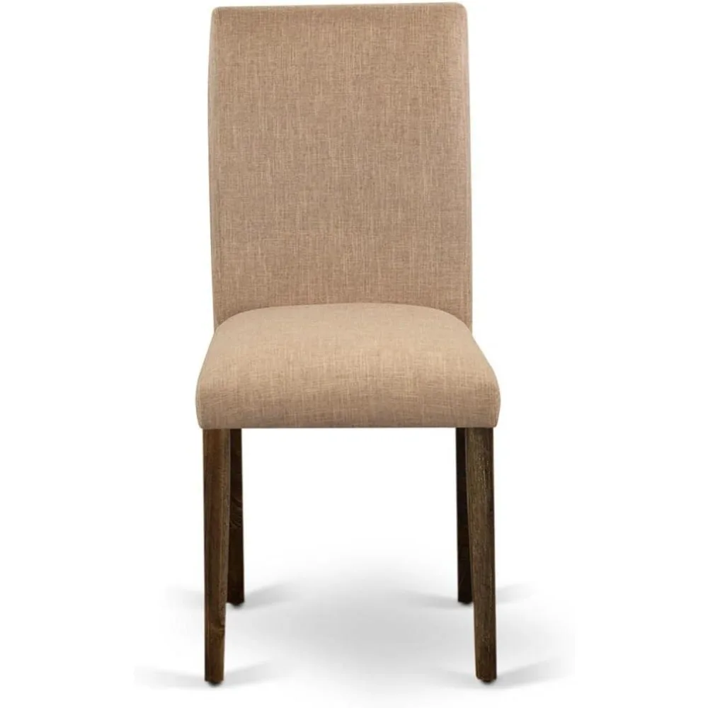 كراسي East West Furniture ABP7T47 Abbott Parson - كراسي طعام منجدة من الكتان السمور الخفيف، مجموعة من 2، طراز جاكوبيان