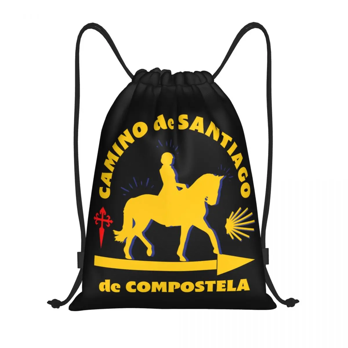 Tas tali untuk latihan Yoga pria wanita, tas punggung kuda kustom Camino De Santiago De Compostela untuk latihan Yoga ransel olahraga Gym pria wanita