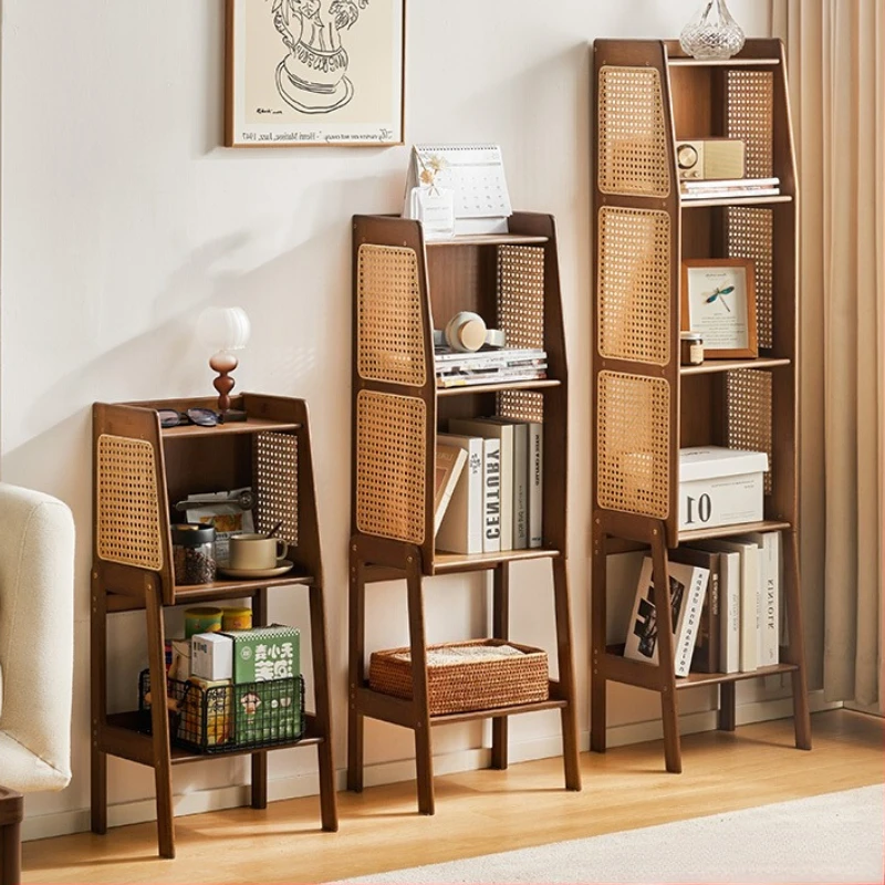 Modern Bookshelf for Living Room Rattan Storage Cabinet with Multiple Stylish TV Stand Side Table