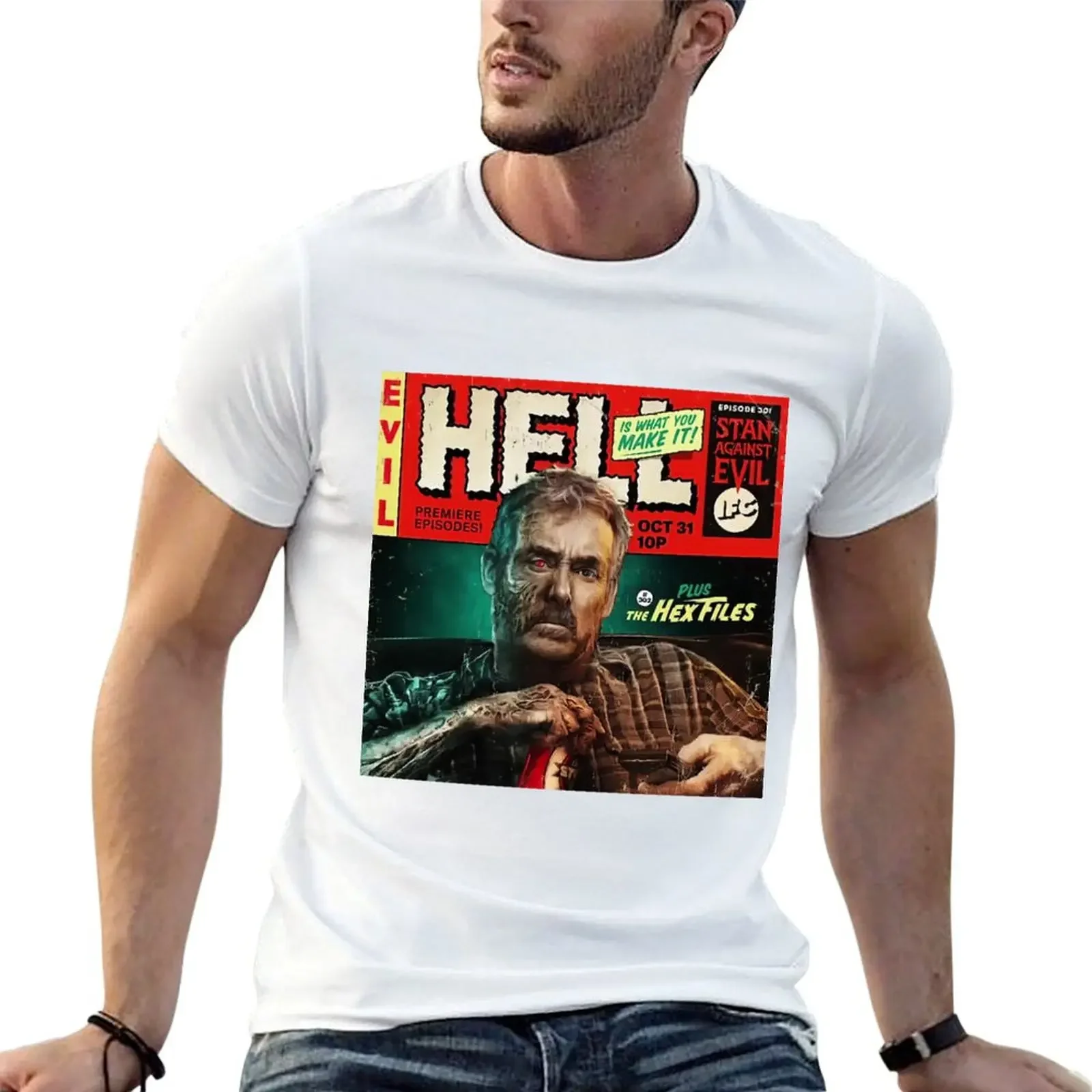 

Stan Against Evil Hell Is What You Make It Comic T-Shirt vintage t shirts new edition sublime sweat shirts, men