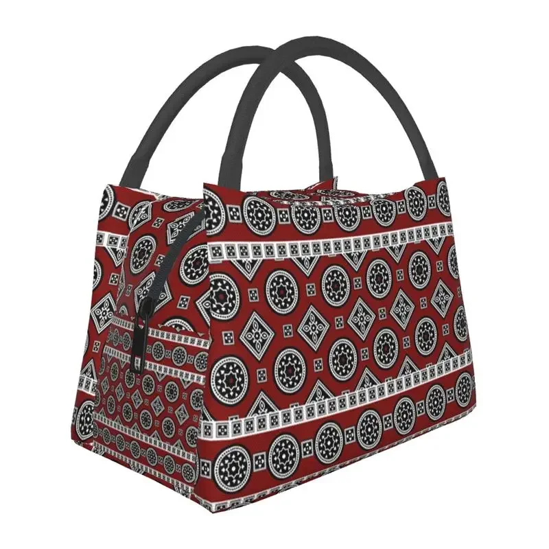 

Ajrak Pattern Lunch Boxes Women Ethnic Tribe Art Thermal Cooler Food Insulated Lunch Bag Travel Work Pinic Container