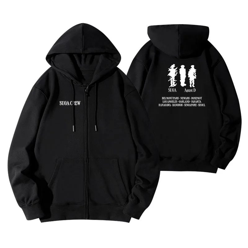 New Kpop SUGA Agust D Hoodie Sweatshirt Zipper Coats