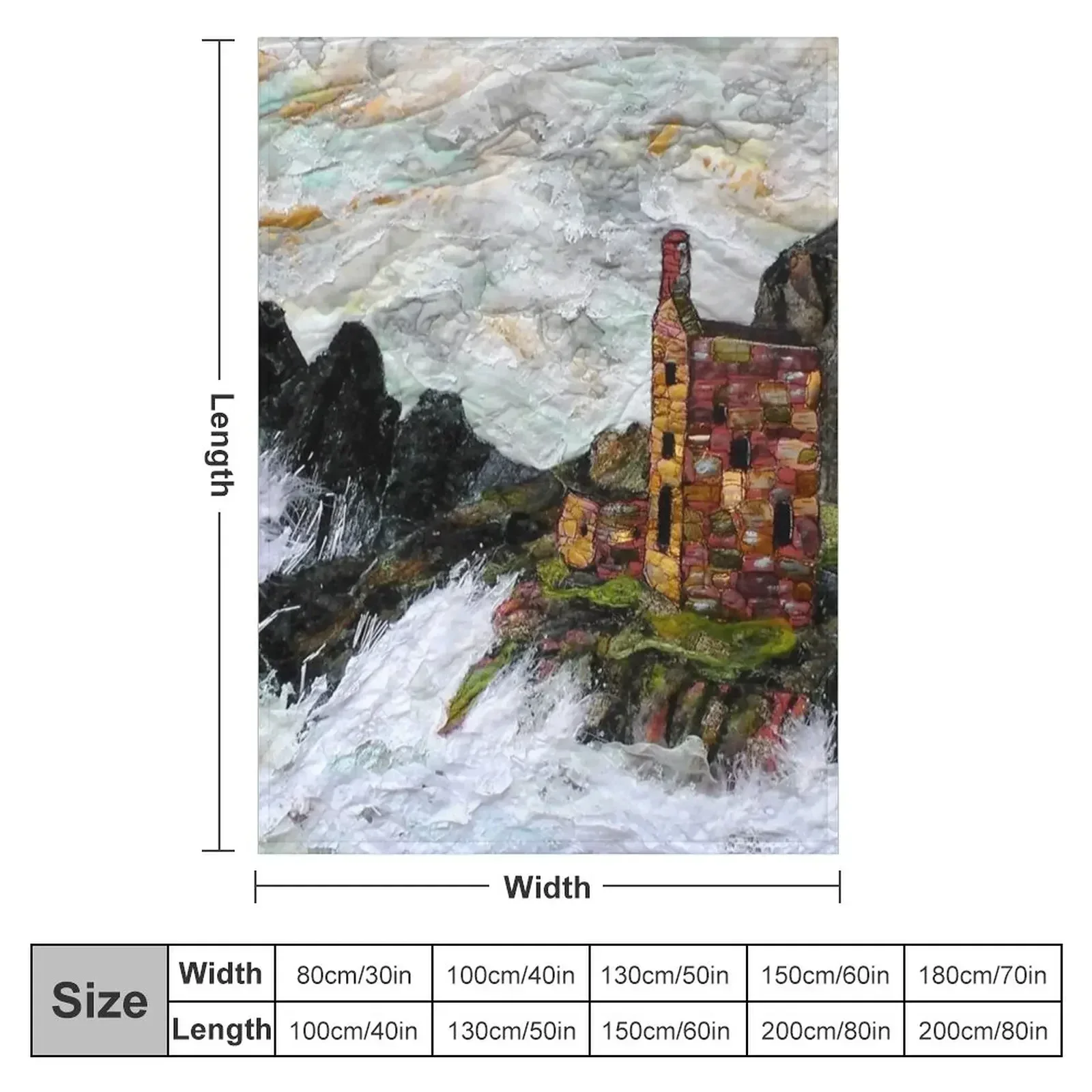 Engine Houses at Botallack Cornwall. Textile Art Throw Blanket couch cozy soft plush fuzzy picnic outdoor blanket