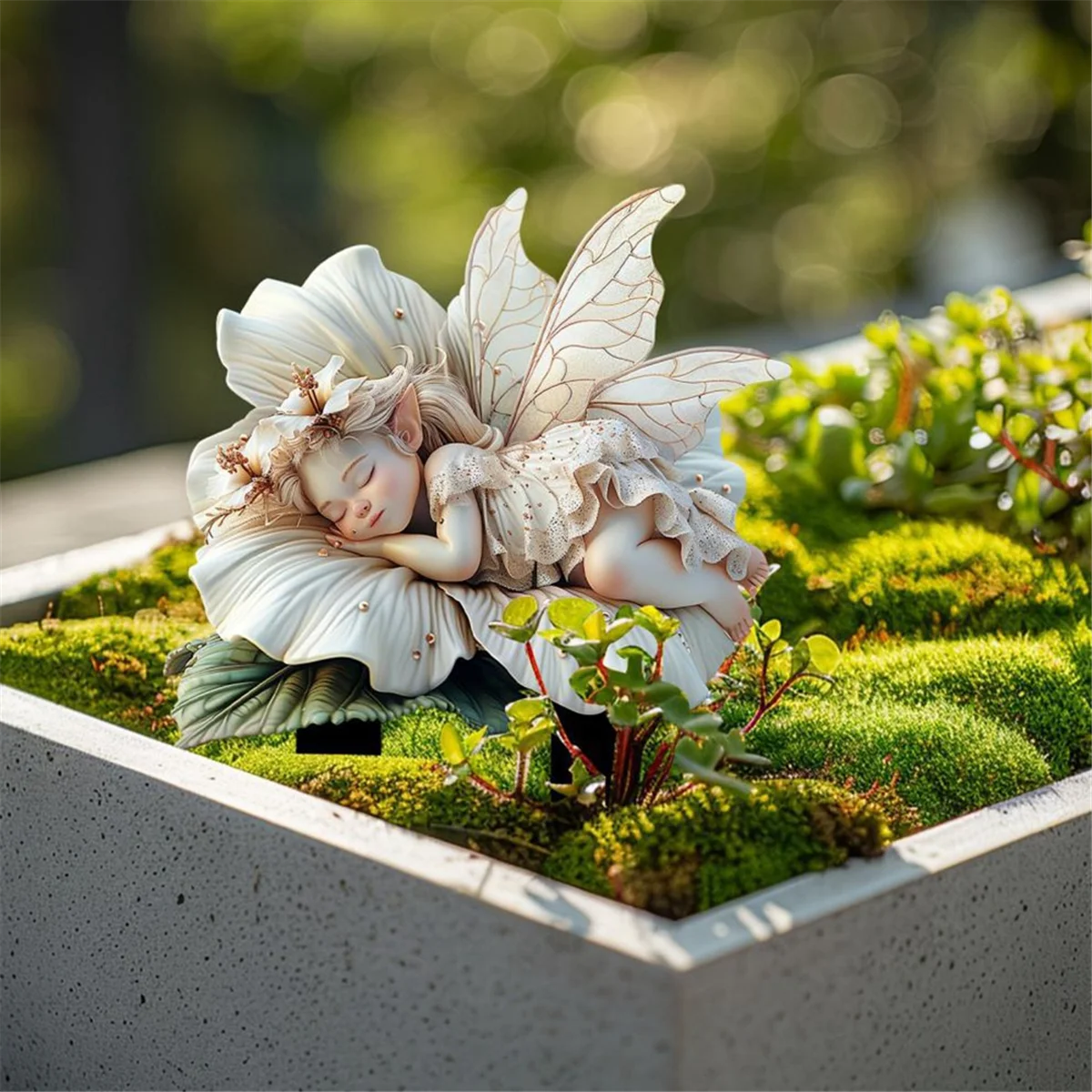 A71P الأبيض لوتس الجنية حديقة حصة الاكريليك اناء للزهور الديكور ضوء الشمس الماسك والحديقة المناظر الطبيعية الفن