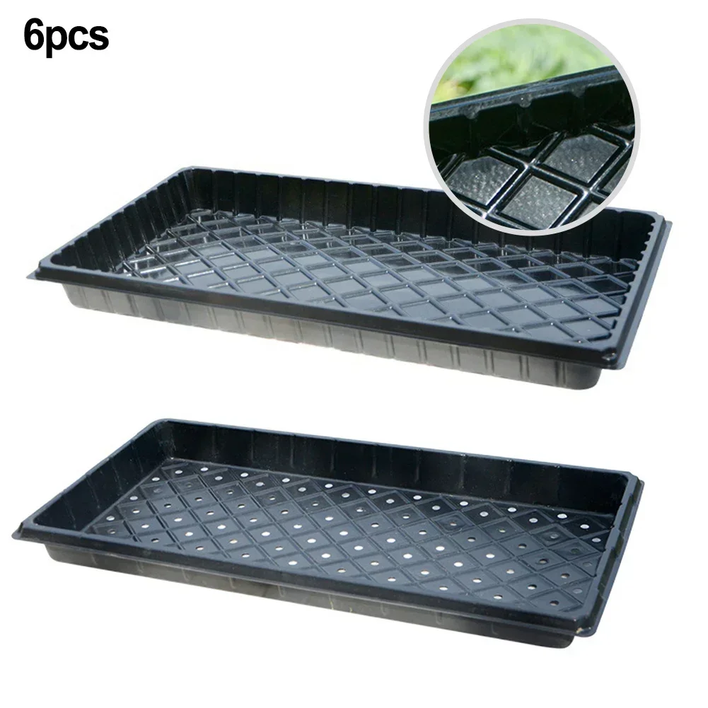 

6Pcs PP Plant Germination Tray Growing Plate Plants Starter For Gardening Starting 54.5*28.5 Cm Black