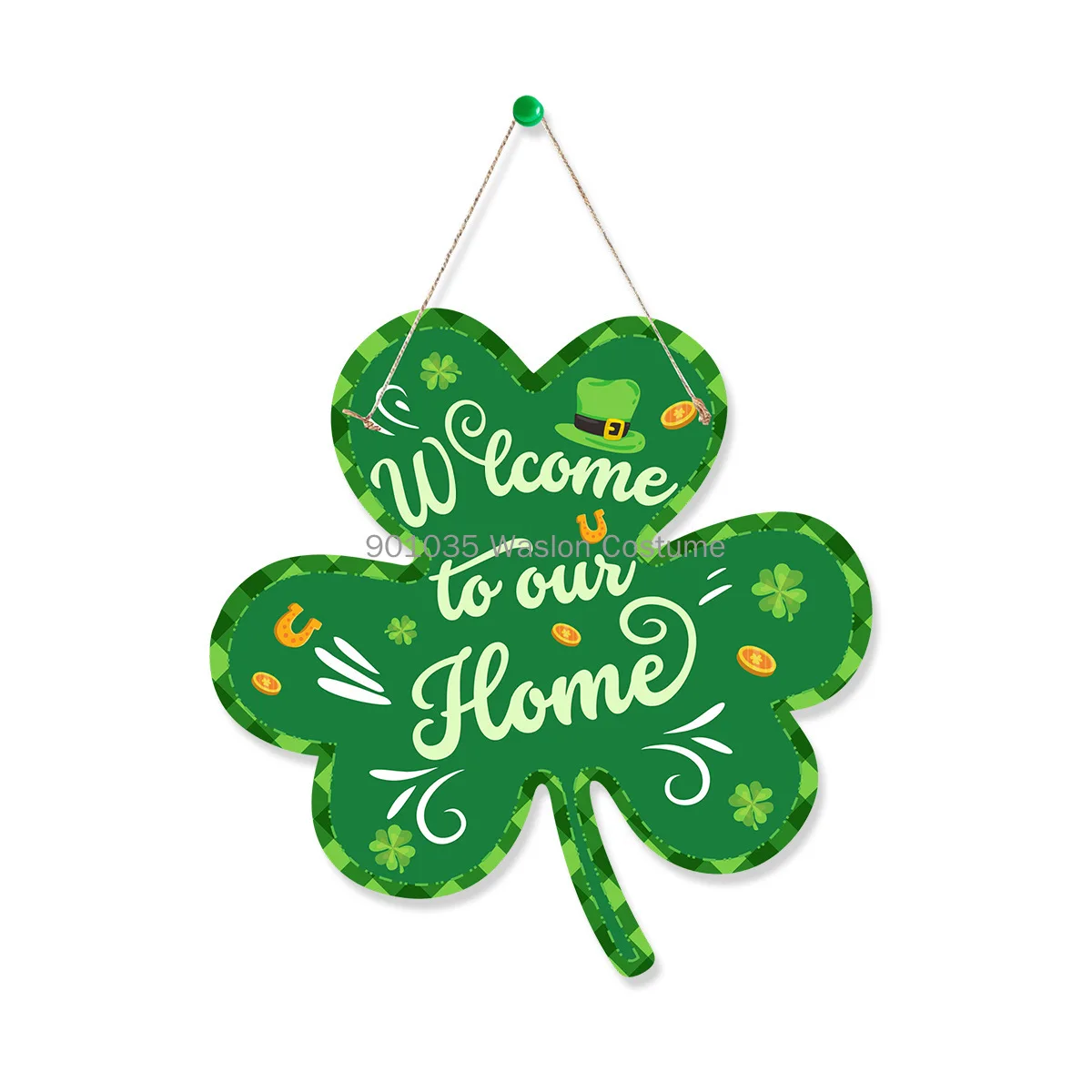 St Patricks Sign Day Door Welcome Decor Shamrock Accessories Kitchen Front Door St Patrick Paper Board Doorplate Door Sign