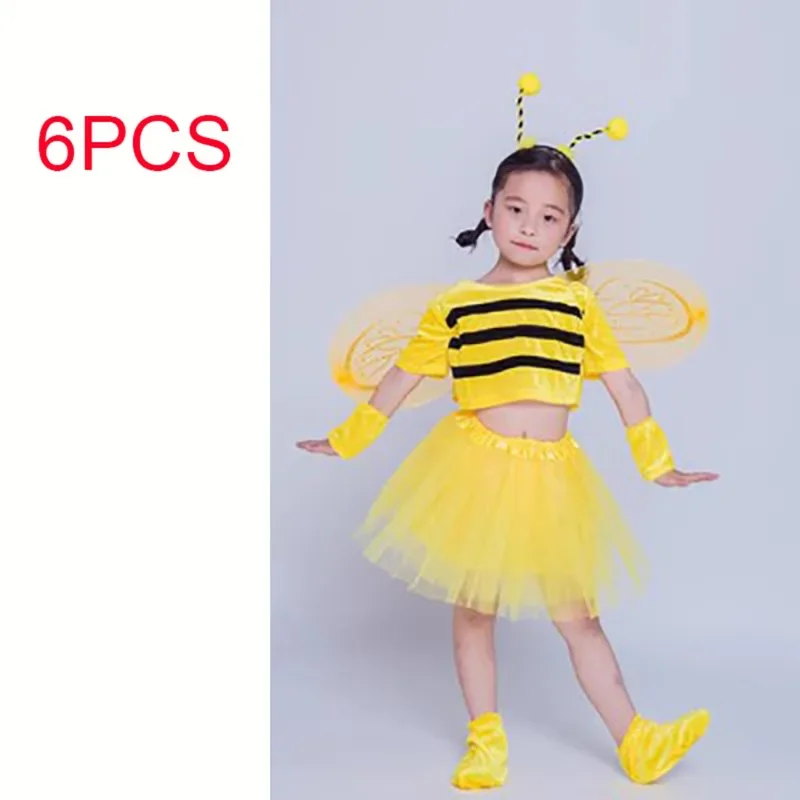 Bee Costumes for Children Halloween Honey Bee Costume Kids Little Bee Costume, Headband Dress Wings Leg Warmers