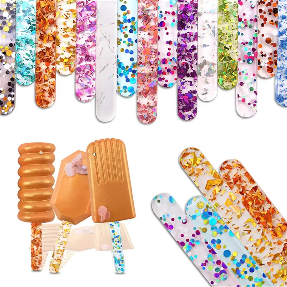 1~4PCS Acrylic Ice Cream Sequin Sticks S S Ice Cream Sticks Food Grade Creative Popsicle Accessories Kitchen Model Stick