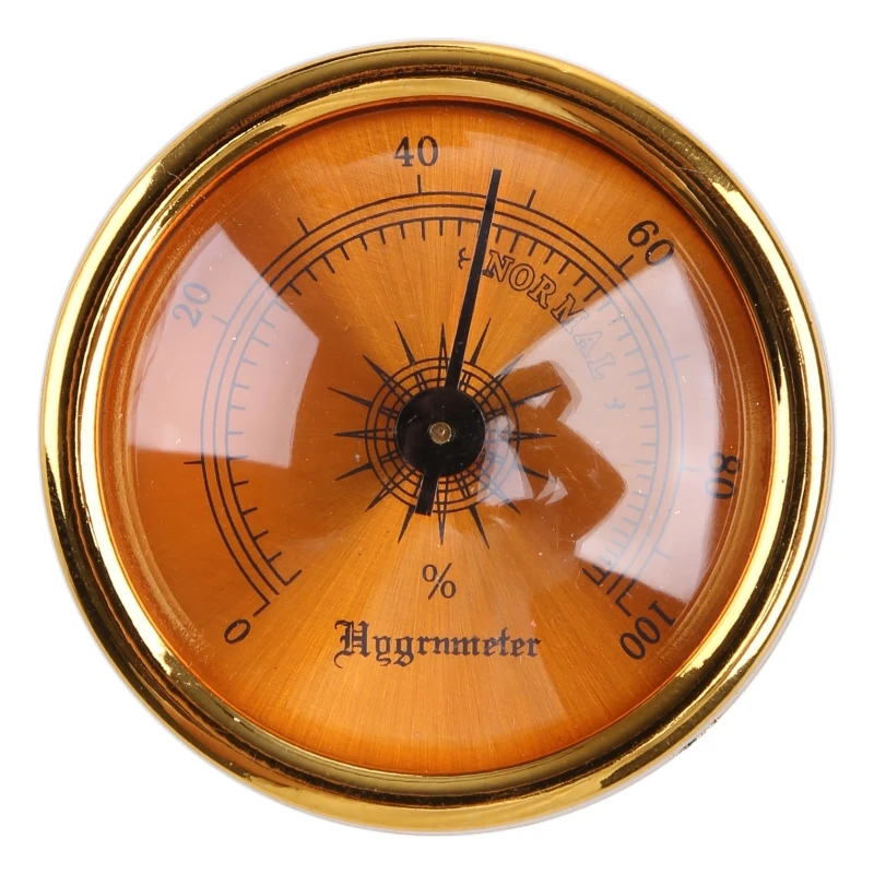 Mini Hygrometer Analog Hygrometer Mechanical Round Hygrometer Humidity Gauge for Cabinet Cans, 1.77 Inch ( Gold