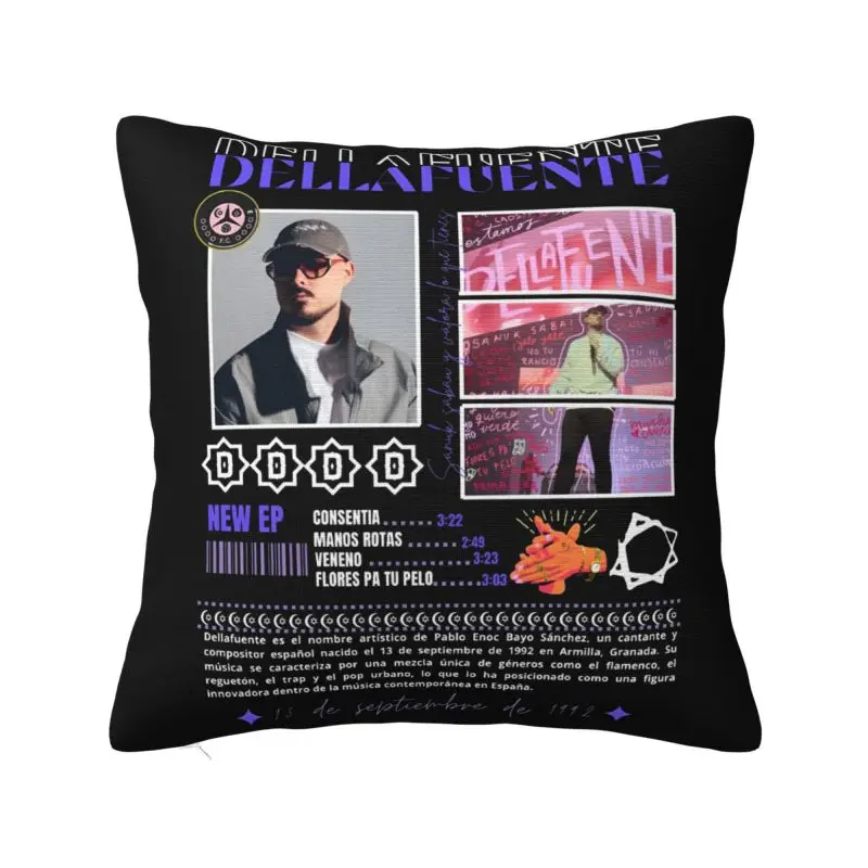Rapper Dellafuente 2025 Tour Cushion Cover 35x35 cm Polyester Soft Throw Pillow Case Sofa Chair Decoration Bedding Pillowslip