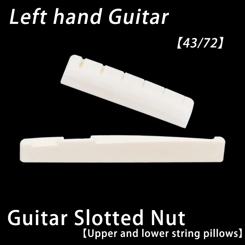 VORTEX. Left hand guitar-Guitar pillow bridge, ox bone material - slotted nuts.  white. Left hand Acoustic guitar 43X6X9/72X3X9.