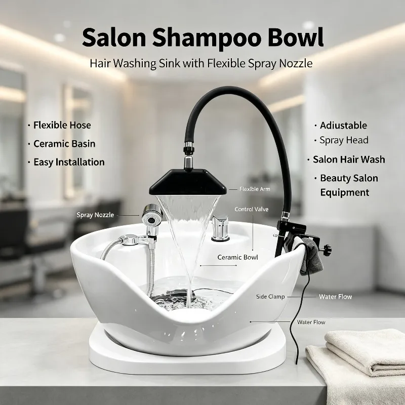 Ceramic basin universal shampoo bed with head therapy medicine circulation accessories waterfall faucet shower wholesale
