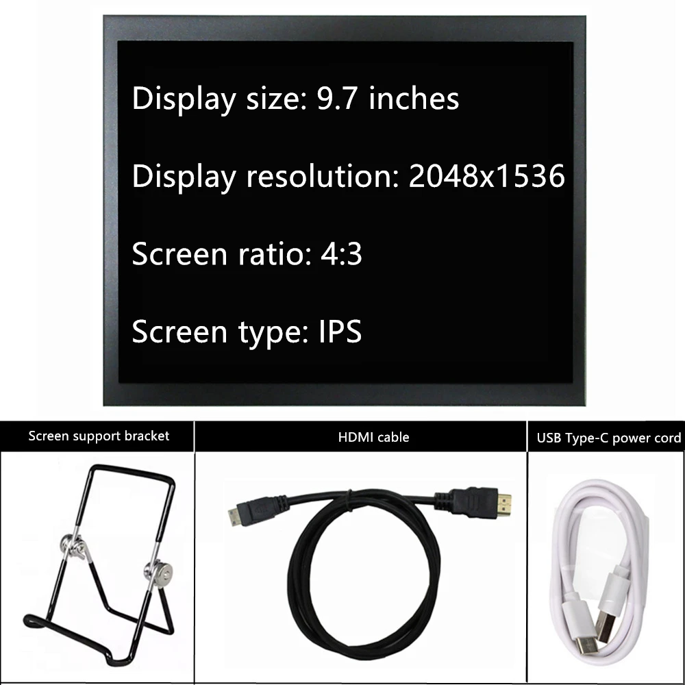 9.7-Inch High-definition 2048 * 1536 IPS General-purpose Portable Display Computer Auxiliary Screen Sub Screen Monitor