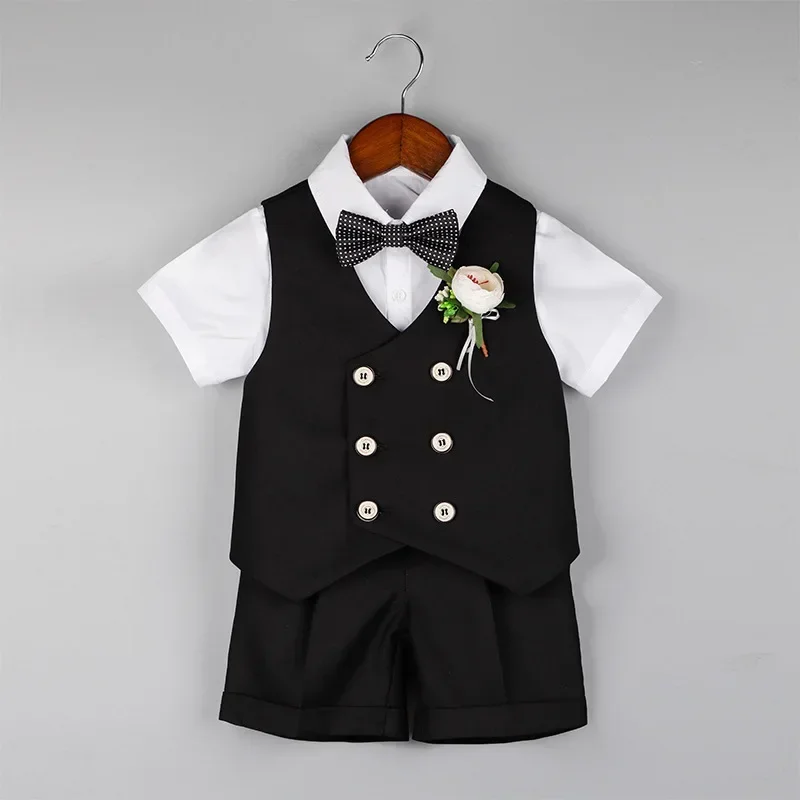 Ragazzi gilet set moda estiva doppio petto bambino abito da sposa gentiluomo abiti da festa adolescente bambini pianoforte Performance Costume 10 Y