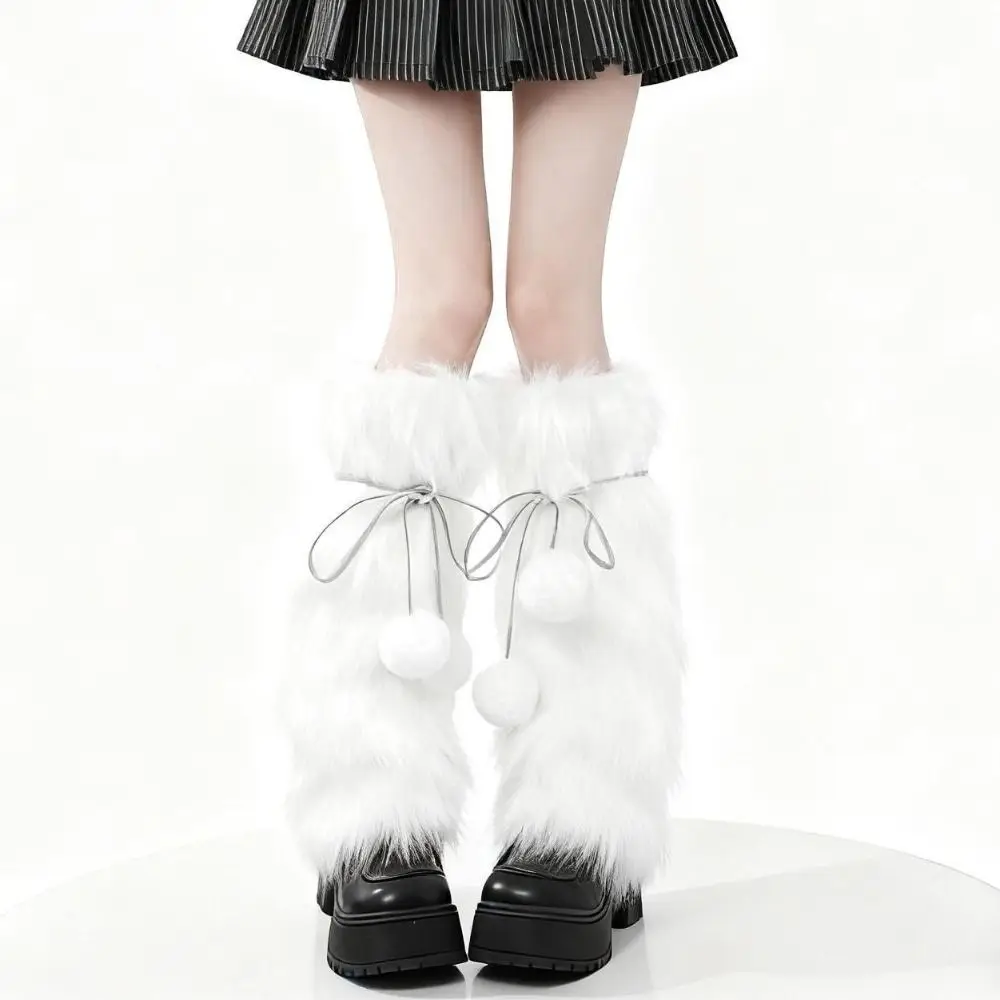 Vintage Gestrickte Winter Beinlinge Plüsch Ball Fuß Abdeckung Plüsch Bein Abdeckungen Harajuku Y2K Lange Strümpfe Spicy Girls