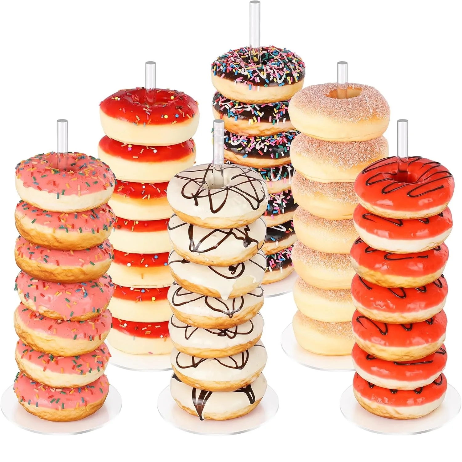 100Pcs Acrylic Donut Display Stand Tower - Dessert Table Holder for Donuts, Bagels & Doughnuts - Perfect for Parties, Christmas