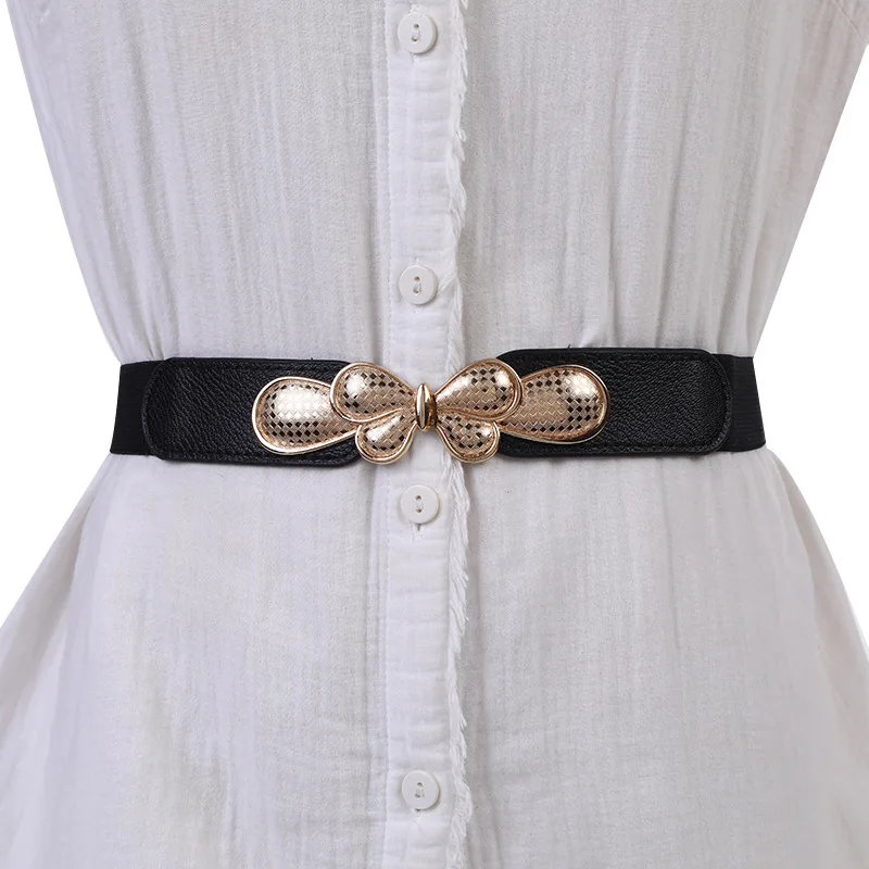 Trendy Stretch Elastic Versatile Belt – For Fall/Winter Down Jackets and Coats – Black Women’s Waist Belt for a Flattering Fit