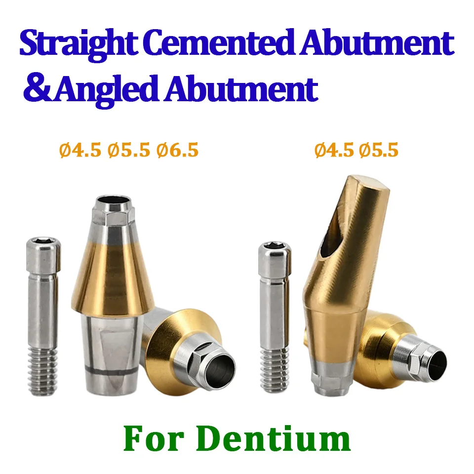 10pcs 15/25 Degree Angled & Straight Cemented Abutment Compatible With Dental Implant Prosthetic System Components Kit