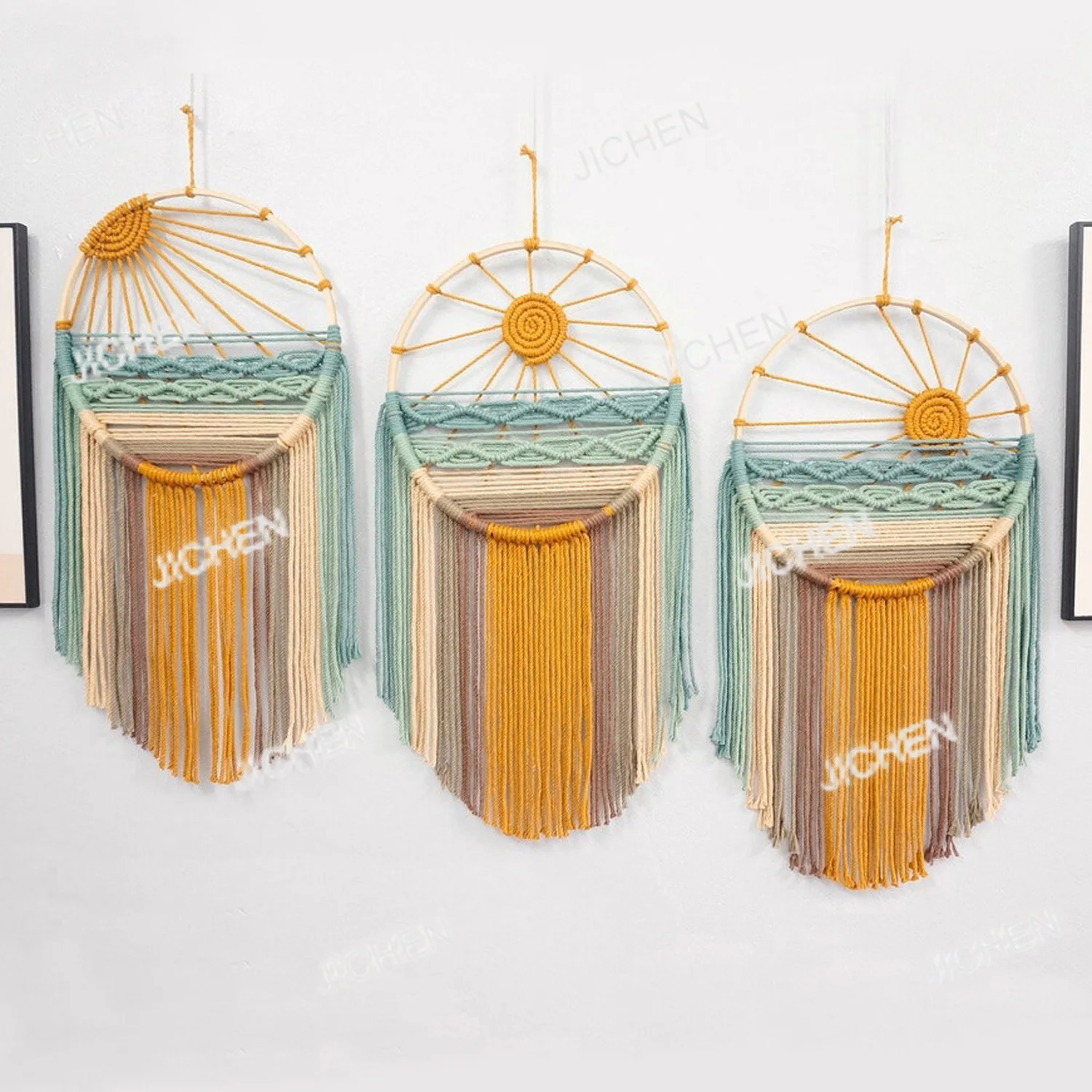 

Colored tassel tapestry, homestay living room bedroom hand-woven bohemian wall decoration