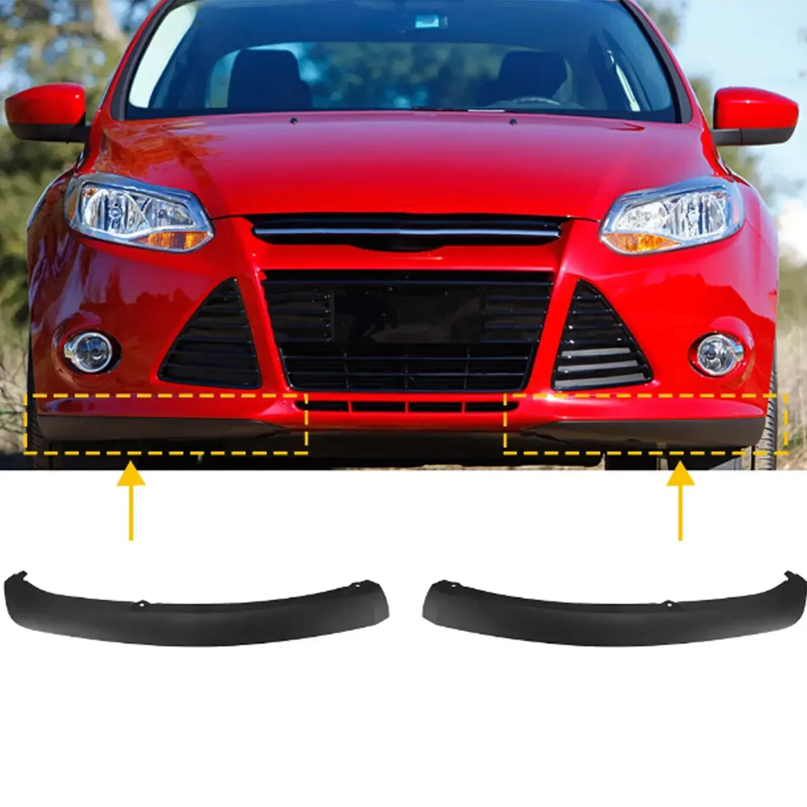 Front Bumper Spoiler Lip Front Bumper Lower Air Deflector Trim Panel For Focus 2012‑2014 Left BM51176267AB Right BM5117626AB