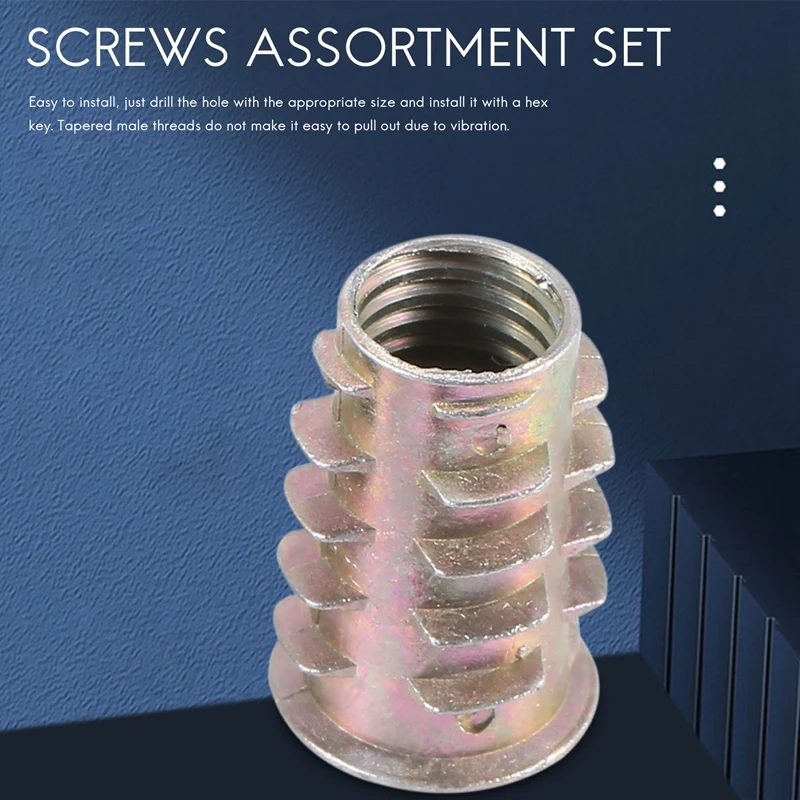 Nieuwe Verpakking Van 230 Schroefmoeren M4/M5/M6/M8/M10 Zinklegering Zeskantmoer Met Schroefdraad, Inzetstuk Met Schroefdraad, Houtschroefmoer Voor Houten Meubelen