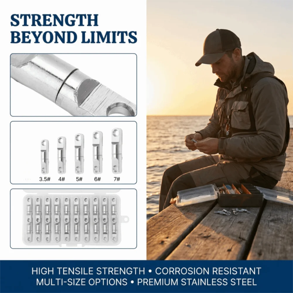 15PCS Durable Stainless Steel Fishing Swivels 360° Heavy Duty Bearing Swivels Column Swivel Connectors Big Game Fishing