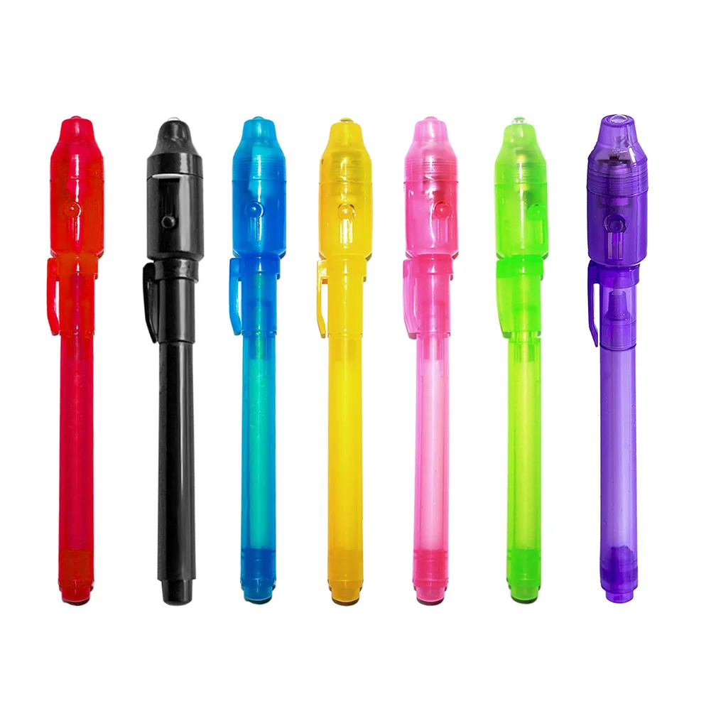 2 in 1 Luminous Light Invisible Ink Pen UV Check Money Drawing Magic Pens