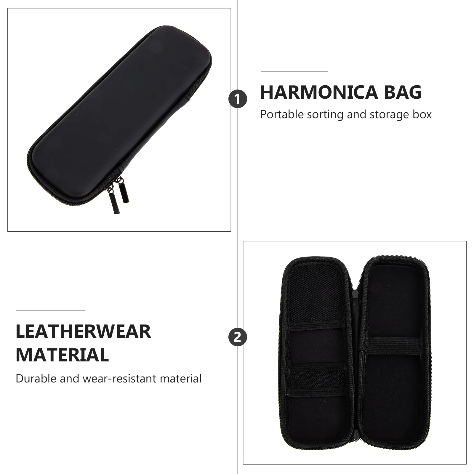 

EVA Harmonica Case Shockproof Storage Bag Zipper Portable Dustproof Carrying Pouch for Musician Accessory Holder