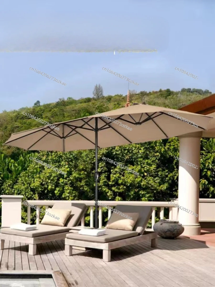 Outdoor Sunshade Three-Head Umbrella Garden Terrace Villa Patio Umbrella