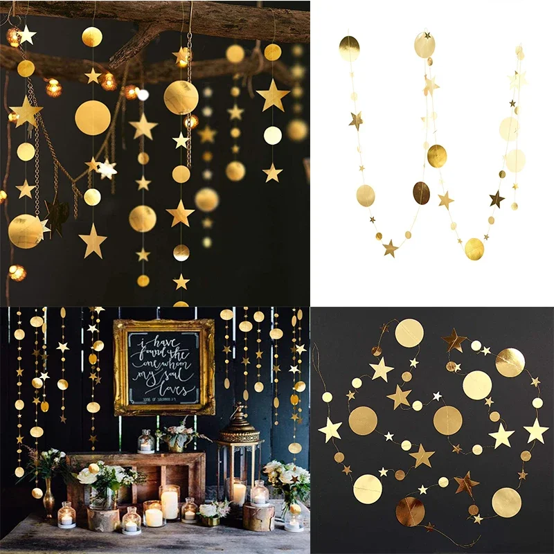 4M Glitter Paper Twinkle Little Star Circle Garland Streamer Banner Wedding Birthday Graduation Decorations déco de mariage