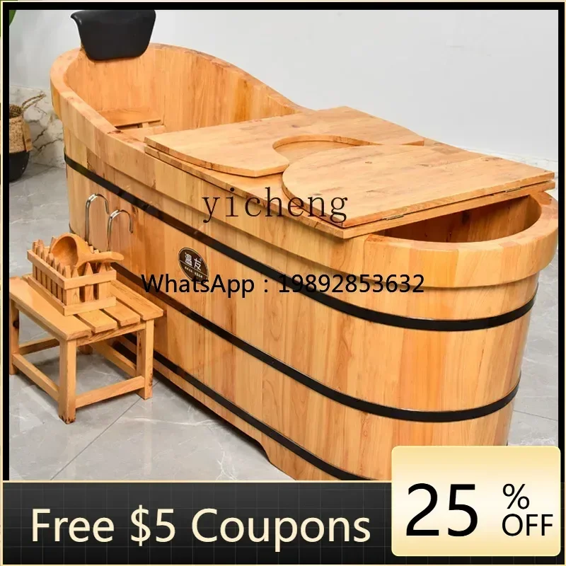 Imagen 4: Cubo de baño de madera de cedro H3-27, cubo de baño completo para adultos, cubo de baño doméstico