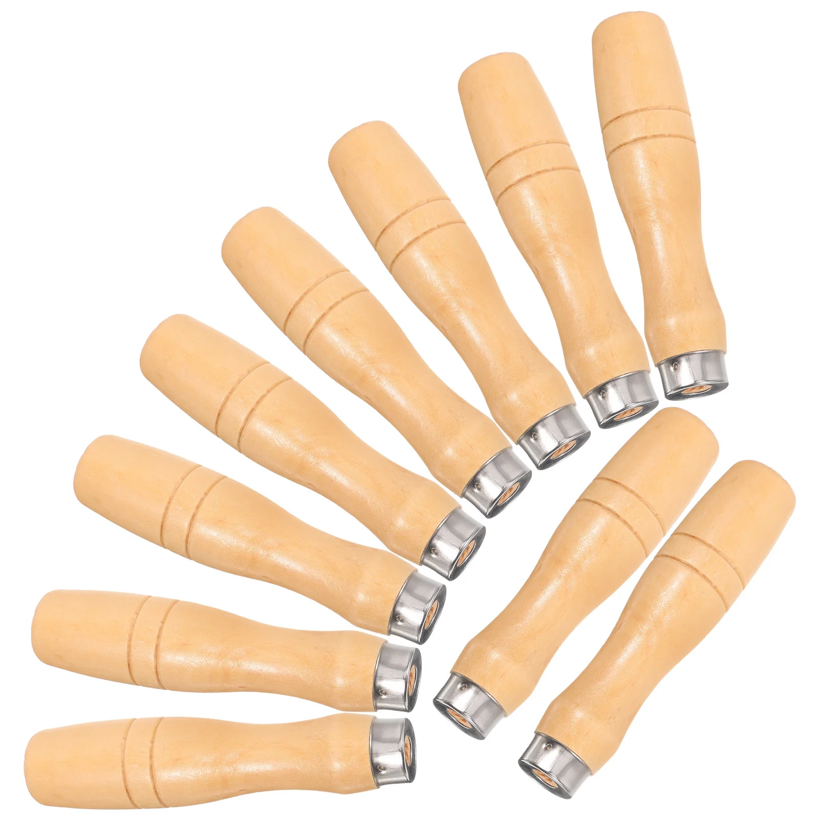 

10pcs Wooden Handle For File 4.8Mm Inner Hole Ergonomic Durable Lightweight Metal Sleeve Secure Wood Rasp Hand Drill Diy Tool