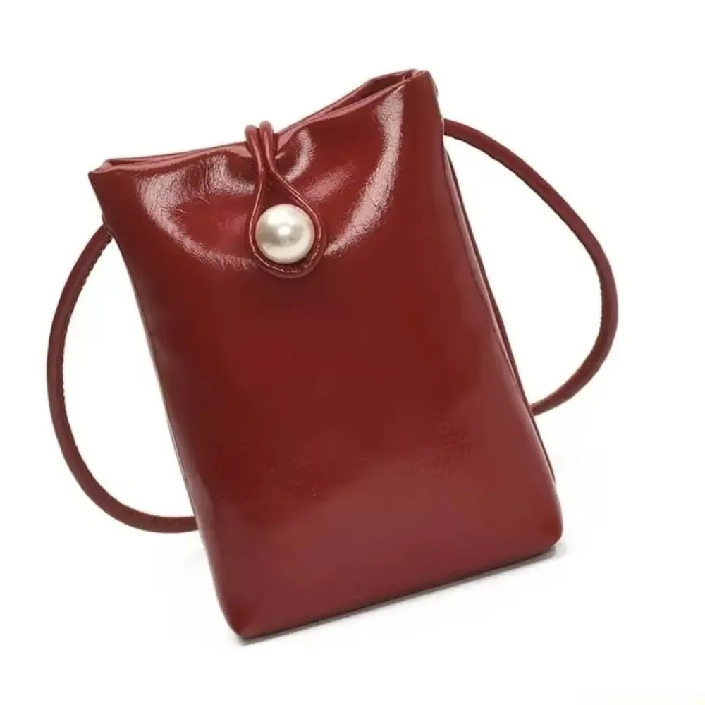 New PU Leather Crossbody Phone Pouch Candy Color Adjustable Strap Cell Phone Bag Tear Resistant Small Shoulder Bag Women