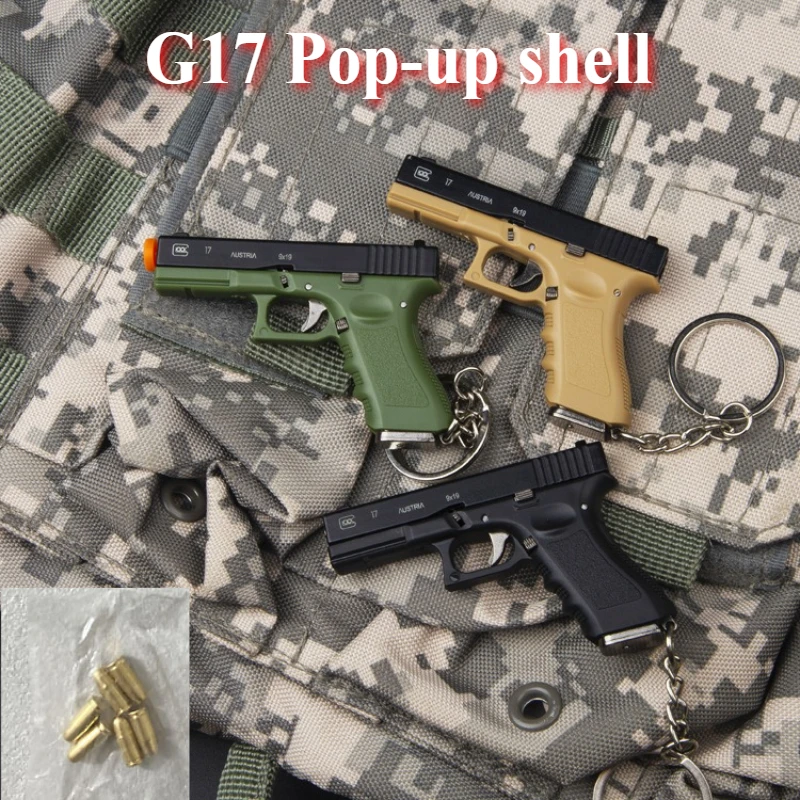 

1:3 Scale Alloy Empire G17 Half Alloy Gun Model Keychain Shell Pop-up Detachable Decompression Toy Men's Gift