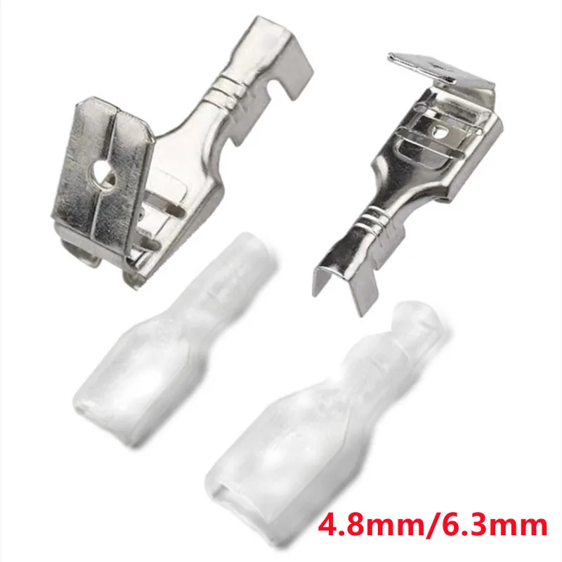 10sets 6.3mm 4.8mm Anti-back Strap Plug Spring Terminal Block With sheath