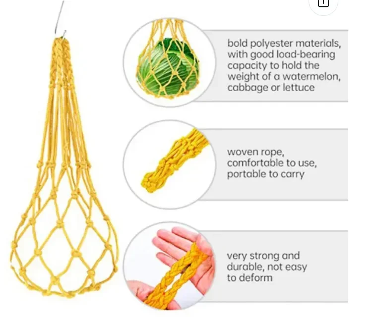 Chicken Vegetable Net String Bag Poultry Fruit Holder Chicken Cabbage Feeder Treat Feeding Tool for Hen Goose Duck Large Birds