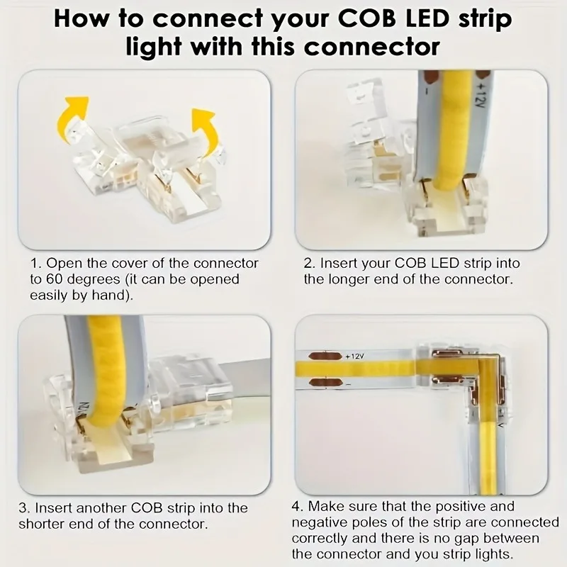 10/20/50Pcs COB LED Connectors 5/8/10mm Solderless Transparent 2/3/4 Pin Connector Strip to Strip For CCT FCOB RGB Strip Lights