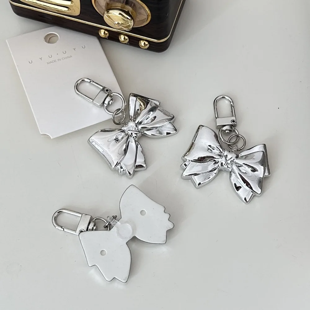 Metal Style Silver Color Bow Keychain Vintage Metal Bowknot Keyring Fashion Bag Pendant Backpack Hanging Y2K Accessories Jewelry