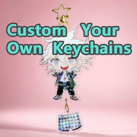 Keychains Custom Acrylic Custom Keychains Cartoon Llavero Key Chain Photo Customized Anime Charms Hologram Clear Acrylic Personalized Designer Keychains