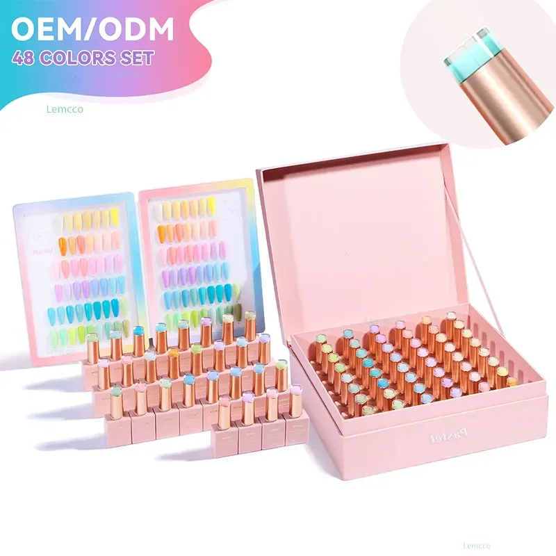 Eleanos New Arrival Pastel Summer Collection 48colors Gel Nail Polish Set Free Color Book Card 15ML Soak Off Nail Gel Varnishes