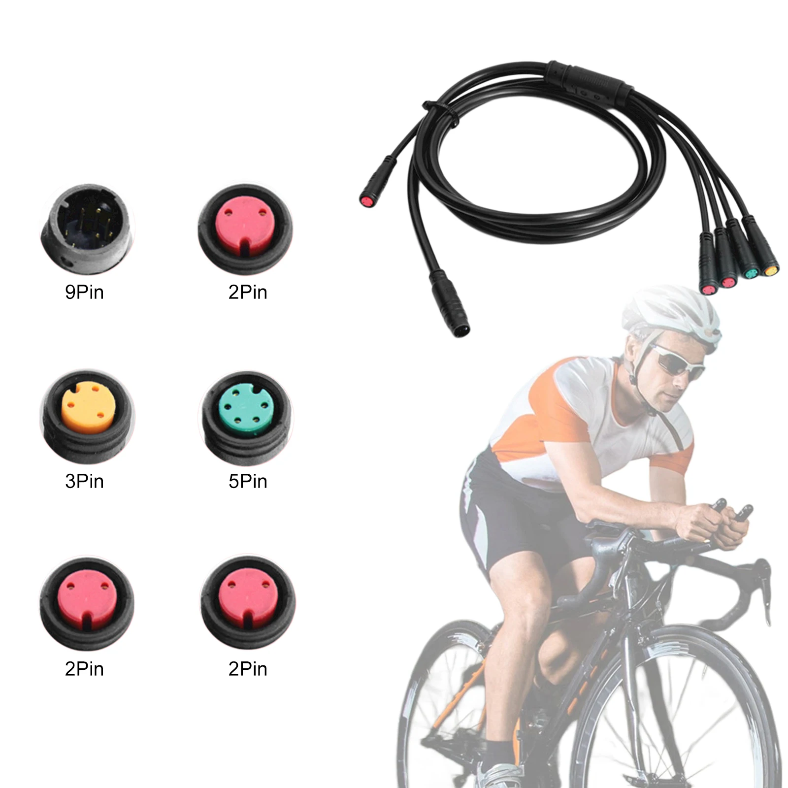 1T5 9-Pin Waterproof Ebike Controller Main Line Main Cable for Bicycles Replacement Parts for Connecting Controller Lamp