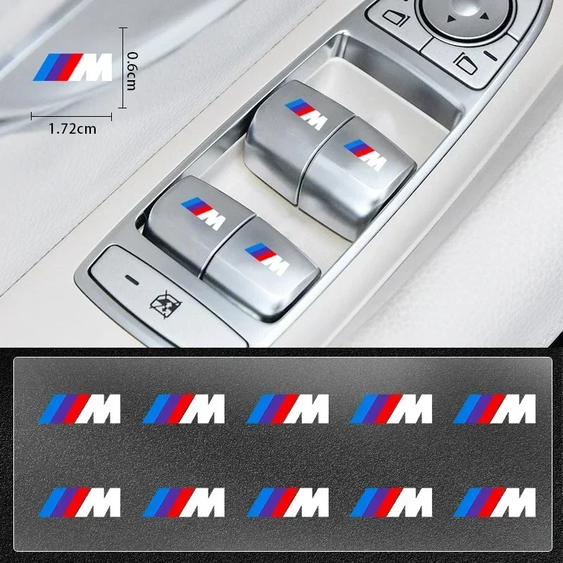 Car Window Lift Button Sticker Steering Wheel Emblems Decal Car Styling For BMW M3 M4 M5 G42 G30 G20 E90 E90 E93 E60 F10 F07 F34