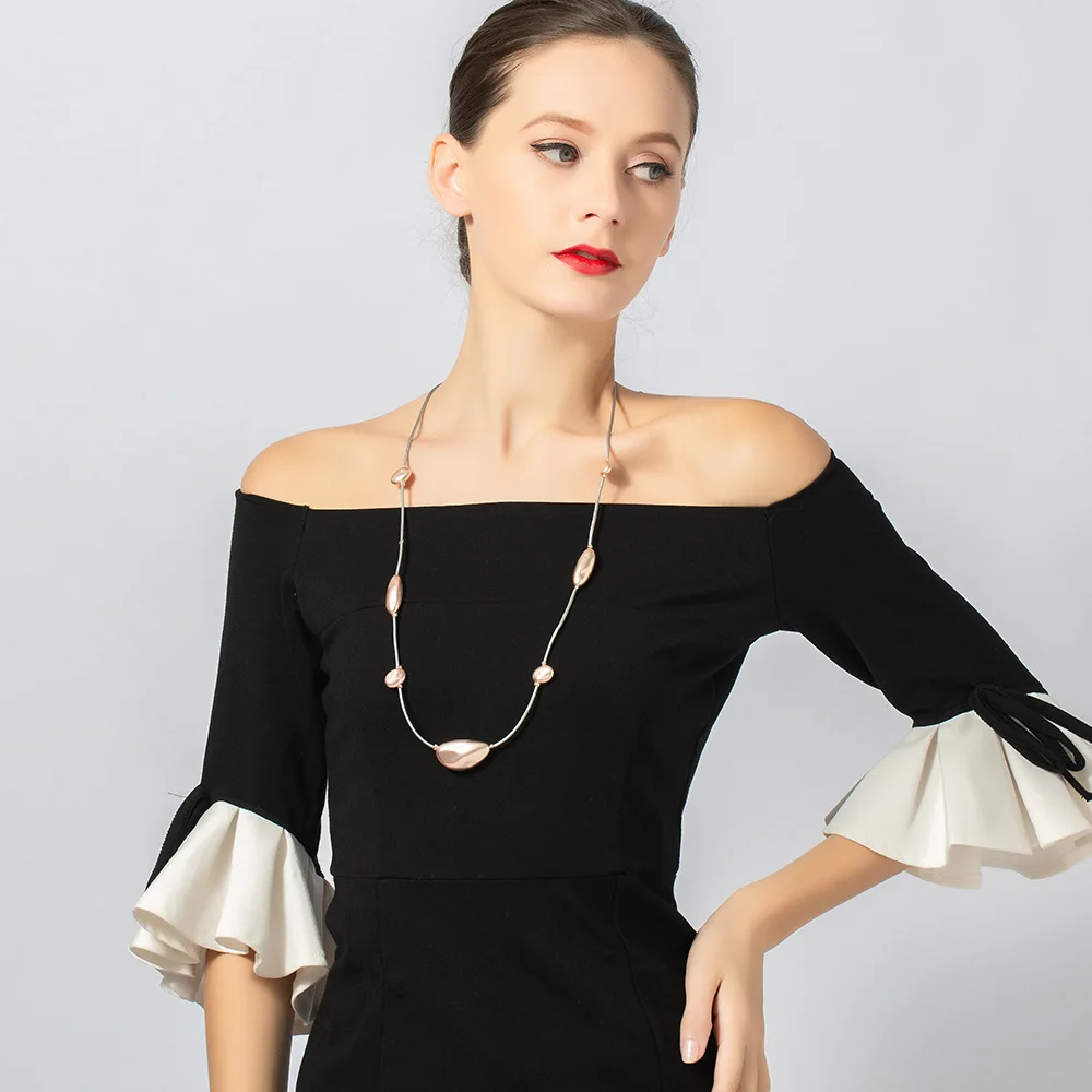 DIY accessories popular fashion hot-selling leather rope long European and American versatile atmospheric women's metal neck