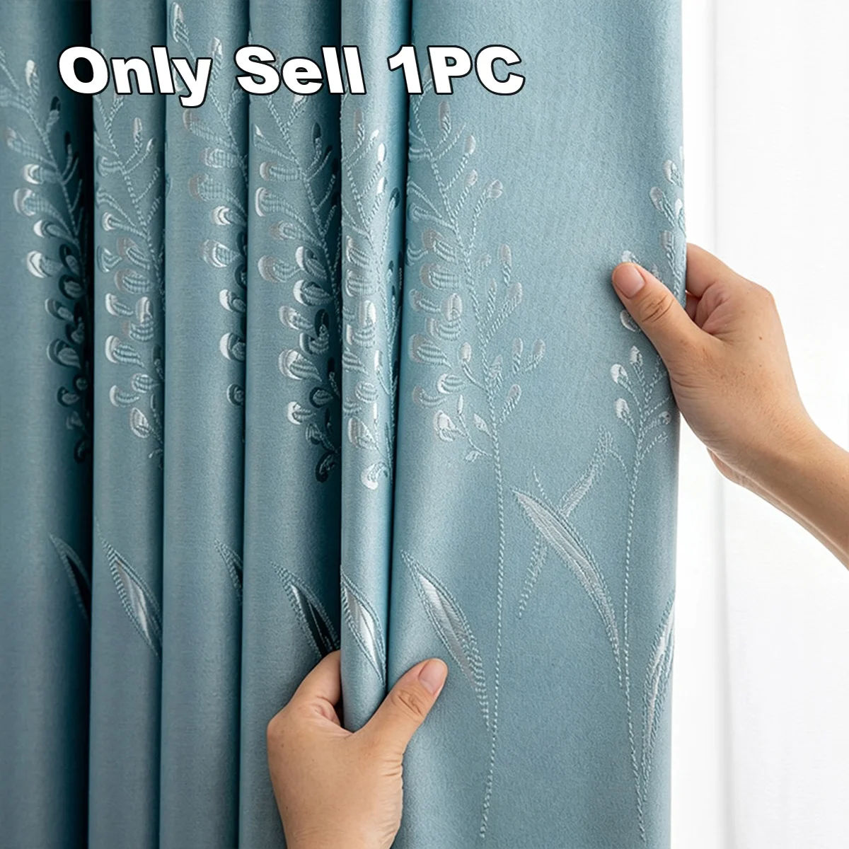 1PC Thickening Sunscreen Curtain for Bedroom Living Room, Finished Insulation UV Protection Jacquard Fabric, Hook Style Window T