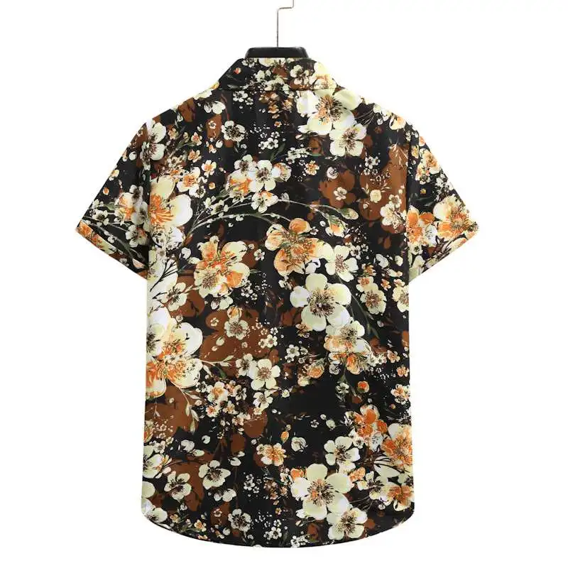 

Summer New Men's Beach Flower irt ort-Sved Loose Fit Thiened PU Leather CleanFit Sle Inner Wear for Middle-Aged An...