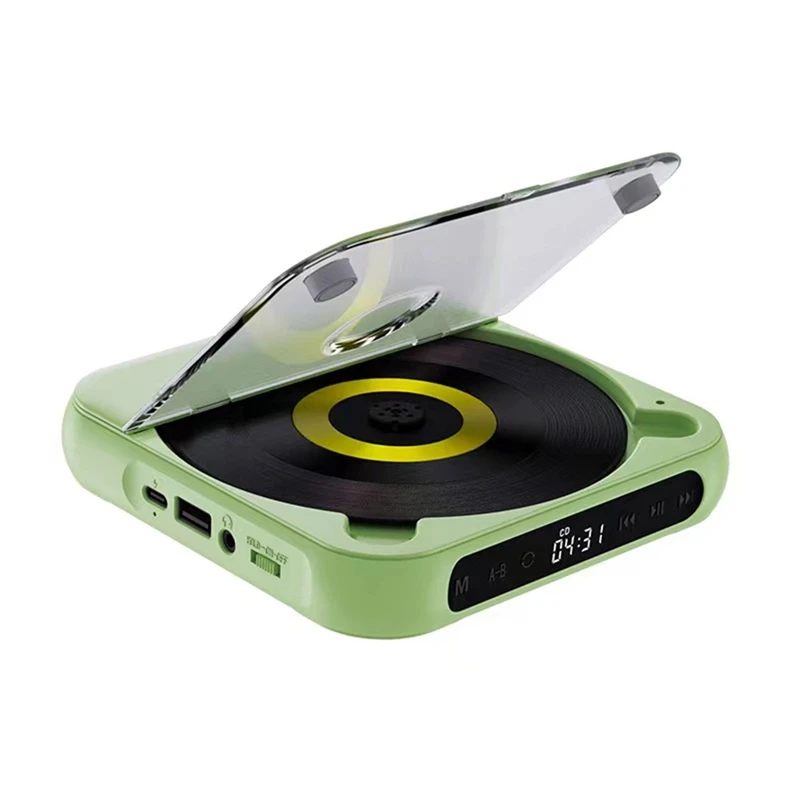 

Portable CD Player Bluetooth Speaker, Wall Mountable CD Music Player With FM Radio -Green