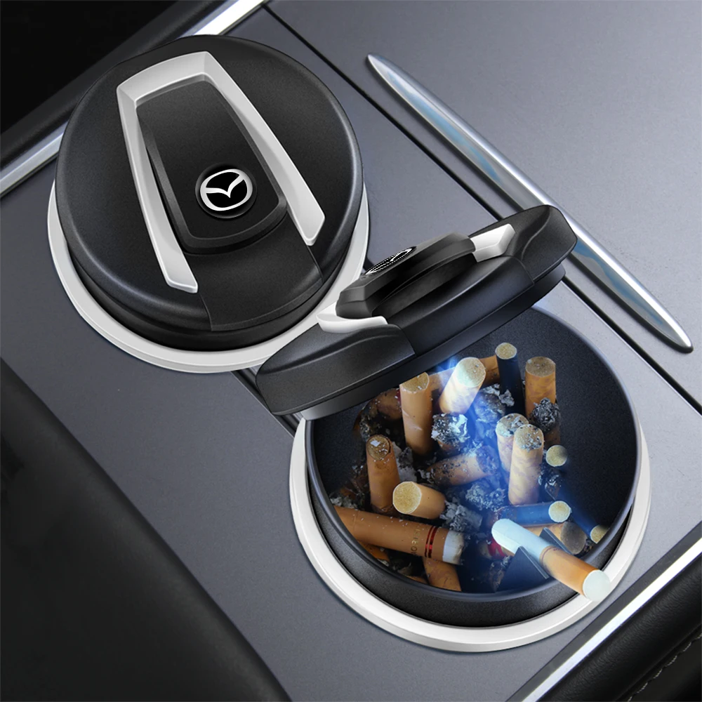 1PCS LED Light Car Badge Car Ashtray Isolates Smoke Smell Ash Holds Cup For Mazda 3 Alexa CX-30 CX30 CX5 CX-5 CX8 CX9 CX4